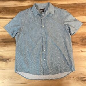 Michael Kors Shirt Mens XL Slim Fit Short Sleeve Performance Light Blue Floral